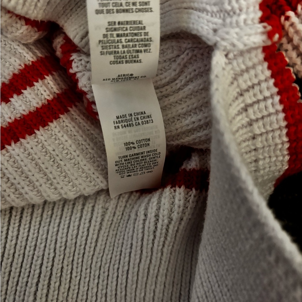 Aerie Coral and White Striped Cropped Sweater - XS - Picture 7 of 7